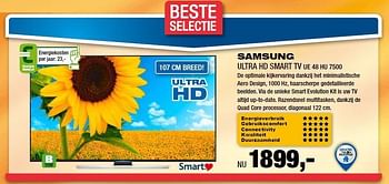 Aanbiedingen Samsung ultra hd smart tv ue 48 hu 7500 - Samsung - Geldig van 18/08/2014 tot 31/08/2014 bij Electro World