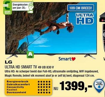 Aanbiedingen Lg ultra hd smart tv 49 ub 830 v - LG - Geldig van 18/08/2014 tot 31/08/2014 bij Electro World