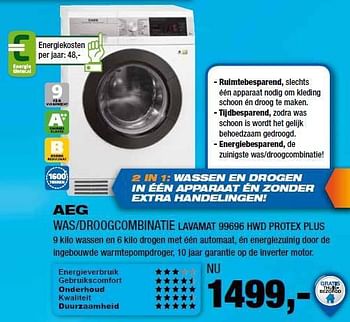 Aanbiedingen Aeg was-droogcombinatie lavamat 99696 hwd protex plus - AEG - Geldig van 18/08/2014 tot 31/08/2014 bij Electro World