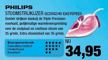 Aanbiedingen Philips stoomstrijkijzer gc2042-40 easyspeed - Philips - Geldig van 18/08/2014 tot 31/08/2014 bij Electro World