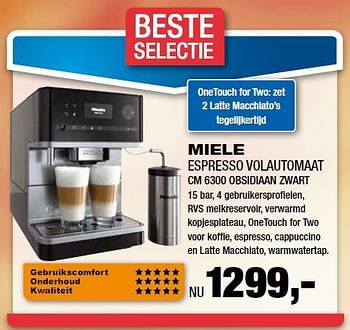 Aanbiedingen Miele espresso volautomaat cm 6300 obsidiaan zwart - Miele - Geldig van 18/08/2014 tot 31/08/2014 bij Electro World