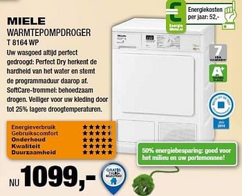 Aanbiedingen Miele warmtepompdroger t 8164 wp - Miele - Geldig van 18/08/2014 tot 31/08/2014 bij Electro World