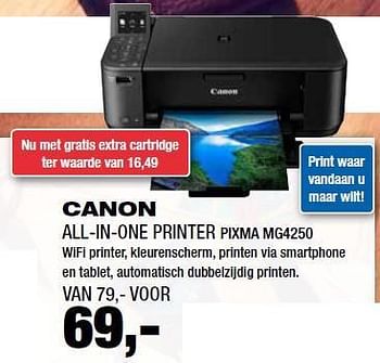 Aanbiedingen Canon all-in-one printer pixma mg4250 - Canon - Geldig van 18/08/2014 tot 31/08/2014 bij Electro World