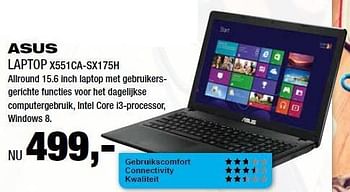 Aanbiedingen Asus laptop x551ca-sx175h - Asus - Geldig van 18/08/2014 tot 31/08/2014 bij Electro World