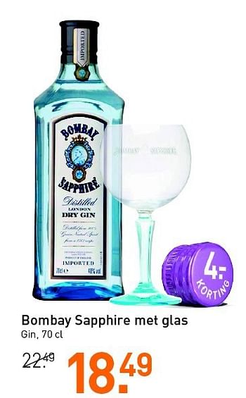 Aanbiedingen Bombay sapphire met glas - Bombay - Geldig van 18/08/2014 tot 31/08/2014 bij Gall & Gall