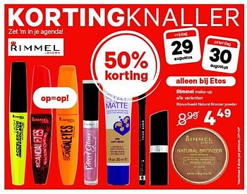 Aanbiedingen Natural bronzer powder - Rimmel - Geldig van 18/08/2014 tot 31/08/2014 bij Etos