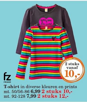 Aanbiedingen T-shirt in diverse kleuren en prints - FZ Frends - Geldig van 18/08/2014 tot 31/08/2014 bij Vroom & Dreesman