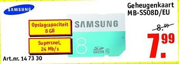 Aanbiedingen Samsung geheugenkaart mb-ss08d-eu - Samsung - Geldig van 18/08/2014 tot 31/08/2014 bij Kijkshop