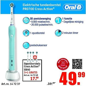 Aanbiedingen Oral-b elektrische tandenborstel pro700 cross action - Oral-B - Geldig van 18/08/2014 tot 31/08/2014 bij Kijkshop