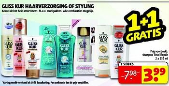 Aanbiedingen Shampoo total repair - Gliss Kur - Geldig van 19/08/2014 tot 24/08/2014 bij Kruidvat