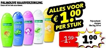 Aanbiedingen Shampoo elke dag - Palmolive - Geldig van 19/08/2014 tot 24/08/2014 bij Kruidvat