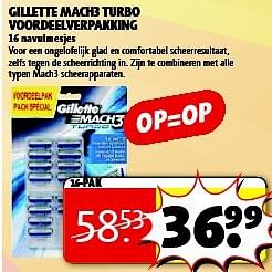 Aanbiedingen Gillette mach3 turbo voordeelverpakking - Gillette - Geldig van 19/08/2014 tot 24/08/2014 bij Kruidvat