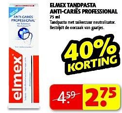 Aanbiedingen Elmex tandpasta anti-cariësprofessional - Elmex - Geldig van 19/08/2014 tot 24/08/2014 bij Kruidvat