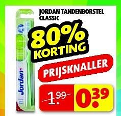 Aanbiedingen Jordan tandenborstel classic - Jordan - Geldig van 19/08/2014 tot 24/08/2014 bij Kruidvat