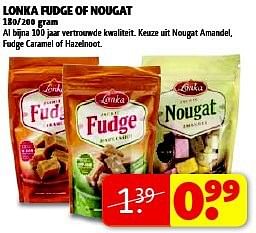 Aanbiedingen Lonka fudge of nougat - Lonka - Geldig van 19/08/2014 tot 24/08/2014 bij Kruidvat