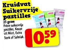 Aanbiedingen Kruidvat suikervrije pastilles - Huismerk - Kruidvat - Geldig van 19/08/2014 tot 24/08/2014 bij Kruidvat