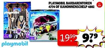 Aanbiedingen Playmobil barbarentoren 4774 of kanonnenschelp 4802 - Playmobil - Geldig van 19/08/2014 tot 24/08/2014 bij Kruidvat