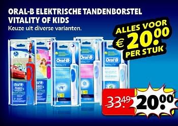 Aanbiedingen Oral-b elektrische tandenborstel vitality of kids - Oral-B - Geldig van 19/08/2014 tot 24/08/2014 bij Kruidvat