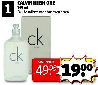 Aanbiedingen Calvin klein one - Calvin Klein - Geldig van 19/08/2014 tot 24/08/2014 bij Kruidvat