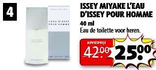 Aanbiedingen Issey miyake l`eau d`issey pour homme - Issey Miyake - Geldig van 19/08/2014 tot 24/08/2014 bij Kruidvat