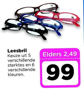 Aanbiedingen Leesbril keuze uit 5 verschillende sterktes en 6 verschillende kleuren - Huismerk - Dirx Drogisterijen - Geldig van 19/08/2014 tot 25/08/2014 bij Dirx Drogisterijen
