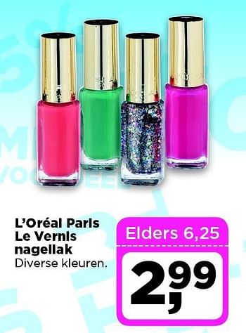 Aanbiedingen L`oréal paris le vernis nagellak diverse kleuren - L'Oreal Paris - Geldig van 19/08/2014 tot 25/08/2014 bij Dirx Drogisterijen