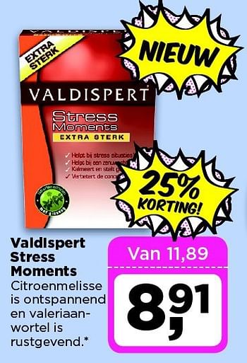 Aanbiedingen Valdispert stress moments - Valdispert - Geldig van 19/08/2014 tot 25/08/2014 bij Dirx Drogisterijen