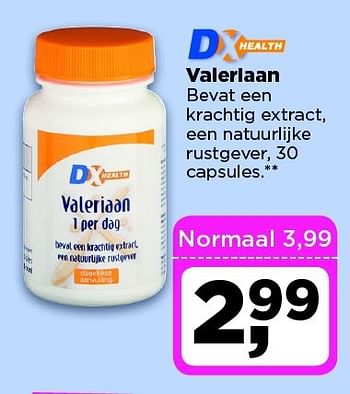 Aanbiedingen Valeriaan bevat een krachtig extract een natuurlijke rustgever - Huismerk - Dirx Drogisterijen - Geldig van 19/08/2014 tot 25/08/2014 bij Dirx Drogisterijen