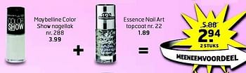 Aanbiedingen Maybelline color show nagellak +essence nail art topcoat nr.22 - Maybelline - Geldig van 19/08/2014 tot 31/08/2014 bij Trekpleister