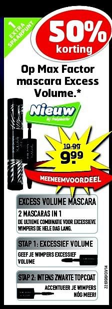 Aanbiedingen Op max factor mascara excess volume - Huismerk - Trekpleister - Geldig van 19/08/2014 tot 31/08/2014 bij Trekpleister