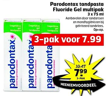 Aanbiedingen Parodontax tandpasta fluoride gel multipak - Parodontax - Geldig van 19/08/2014 tot 31/08/2014 bij Trekpleister