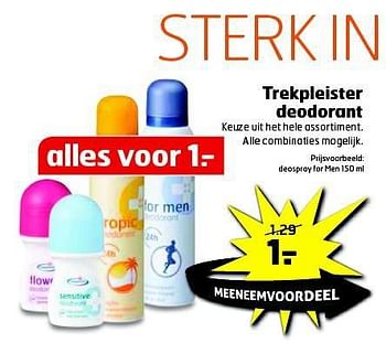 Aanbiedingen Trekpleister deodorant - Huismerk - Trekpleister - Geldig van 19/08/2014 tot 31/08/2014 bij Trekpleister