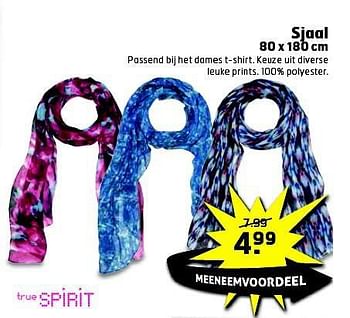 Aanbiedingen Sjaal - True Spirit - Geldig van 19/08/2014 tot 31/08/2014 bij Trekpleister