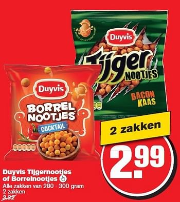 Aanbiedingen Duyvis tijgernootjes of borrelnootjes - Duyvis - Geldig van 20/08/2014 tot 26/08/2014 bij Hoogvliet