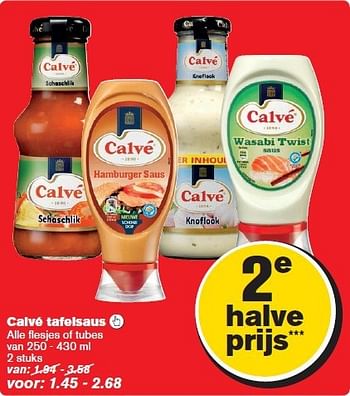 Aanbiedingen Calvé tafelsaus - Calve - Geldig van 20/08/2014 tot 26/08/2014 bij Hoogvliet