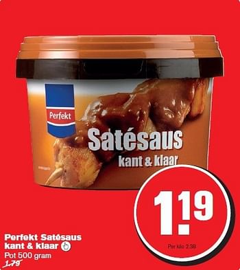 Aanbiedingen Perfekt satésaus kant + klaar - Perfekt - Geldig van 20/08/2014 tot 26/08/2014 bij Hoogvliet