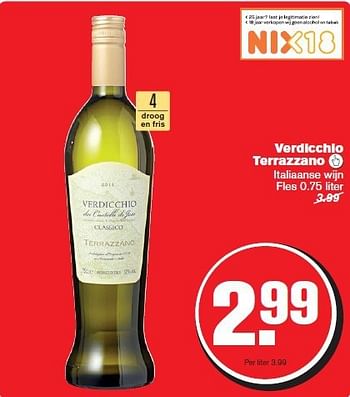 Aanbiedingen Verdicchio terrazzano - Witte wijnen - Geldig van 20/08/2014 tot 26/08/2014 bij Hoogvliet