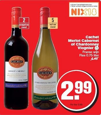 Aanbiedingen Cachet merlot cabernet of chardonnay viognier - Witte wijnen - Geldig van 20/08/2014 tot 26/08/2014 bij Hoogvliet