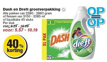 Aanbiedingen Dash en dreft grootverpakking - Dash - Geldig van 20/08/2014 tot 26/08/2014 bij Hoogvliet