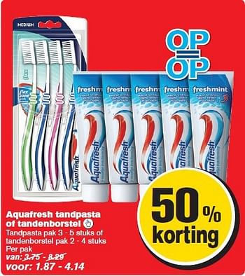 Aanbiedingen Aquafresh tandpasta of tandenborstel - Aquafresh - Geldig van 20/08/2014 tot 26/08/2014 bij Hoogvliet