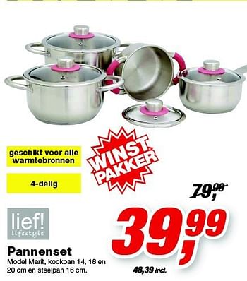 Aanbiedingen Pannenset - Lief Lifestyle - Geldig van 20/08/2014 tot 26/08/2014 bij Makro