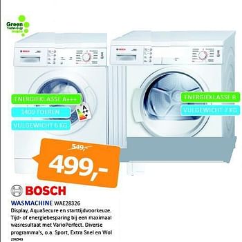 Aanbiedingen Bosch wasmachine wae28326 - Bosch - Geldig van 22/08/2014 tot 07/09/2014 bij De Harense Smid