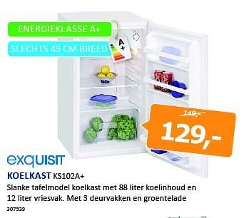 Aanbiedingen Exquisit koelkast ks102a+ - Exquisit - Geldig van 22/08/2014 tot 07/09/2014 bij De Harense Smid