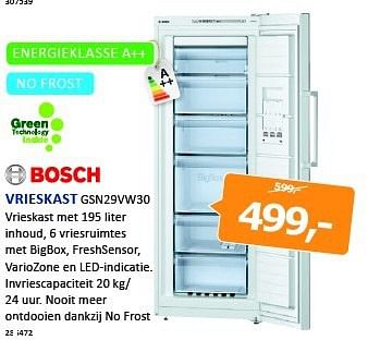 Aanbiedingen Bosch vrieskast gsn29vw30 - Bosch - Geldig van 22/08/2014 tot 07/09/2014 bij De Harense Smid