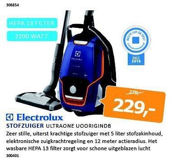 Aanbiedingen Electrolux stofzuiger ultraone uoorigindb - Electrolux - Geldig van 22/08/2014 tot 07/09/2014 bij De Harense Smid