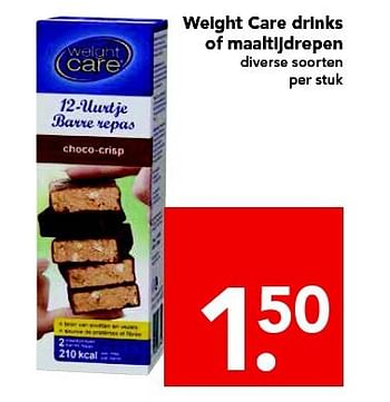 Aanbiedingen Weight care drinks of maaltijdrepen - Weight Care - Geldig van 24/08/2014 tot 30/08/2014 bij Deen Supermarkten