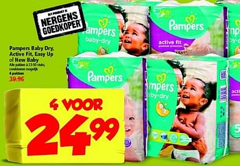 Aanbiedingen Pampers baby dry, active fit, easy up of new baby - Pampers - Geldig van 24/08/2014 tot 30/08/2014 bij Plus