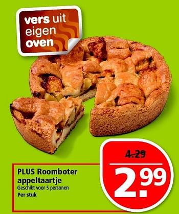 Aanbiedingen Plus roomboter appeltaartje geschikt voor 5 personen - Huismerk - Plus - Geldig van 24/08/2014 tot 30/08/2014 bij Plus