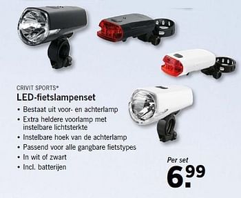 Aanbiedingen Led-fietslampenset - Crivit Sports - Geldig van 25/08/2014 tot 27/08/2014 bij Lidl