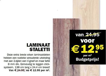 Aanbiedingen Laminaat staletti - Huismerk - Roobol - Geldig van 25/08/2014 tot 13/09/2014 bij Roobol